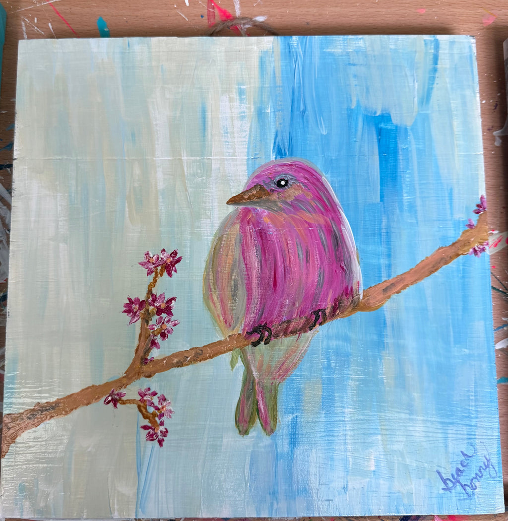 Beautiful Pink bird by beach bonny