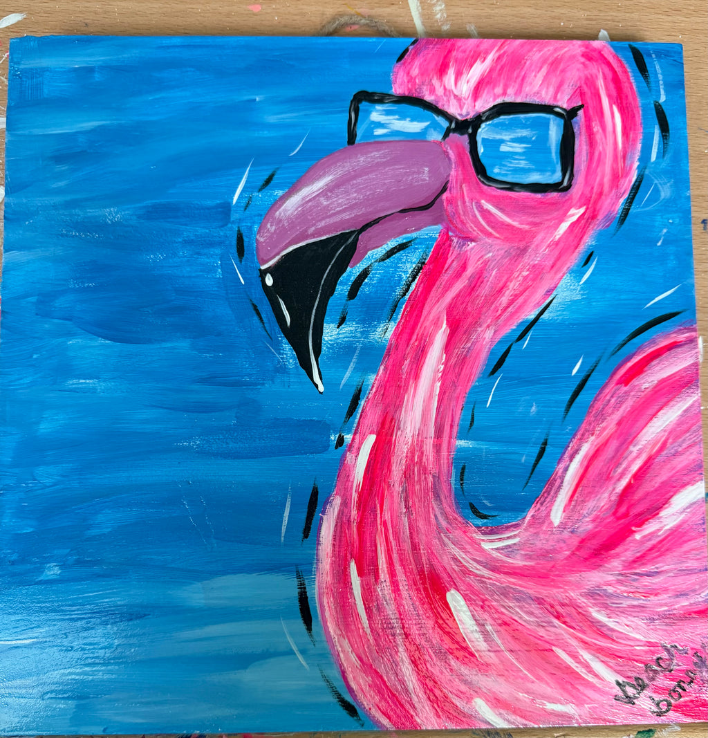 Funky Flamingo Painting by beach bonny