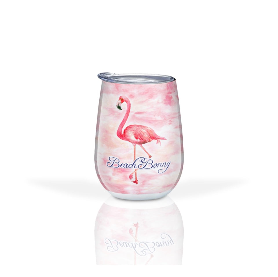 beach bonny stainless stemless 10oz wine Flamingo